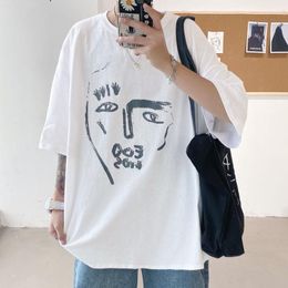 Men's T Shirts 2023 Summer Youth Loose Large Size Simple Printing Five-point Sleeve T-shirt Fashion Casual Round Neck Pullover