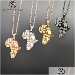 Pendant Necklaces New Arrival Africa Map Necklace For Women Men 4 Colours High Quality Stainless Steel Maps Charm Hip Hop Jew Dhgarden Dhj9G