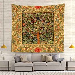 Tapestries Simsant Trippy Art Tapestry Tree of Life Bohemia Flower Wall Hanging for Living Room Home Dorm Decor Banner 230330