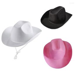 Berets Unisex Retro Cowboy Hat Western Large Brim Hats Fedora Felt Jazz Dropship