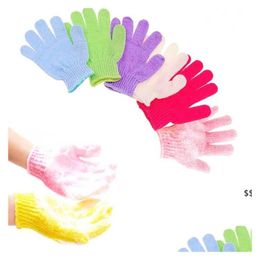 Bath Brushes Sponges Scrubbers Peeling Glove Scrubber Five Fingers Exfoliating Tan Removal Mitts Soft Fibre Mas Cleaner By Sea Rr Dhjbt