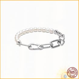 925 Sterling Silver Pearl Buckle Pandora Bracelet Is Suitable for Primitive Charm DIY Bracelet Jewelry Ladies Gifts Fashion Accessories