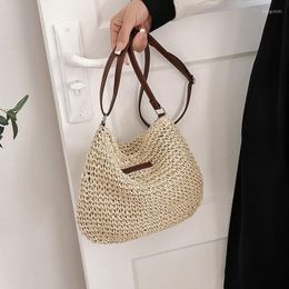 Evening Bags Fashion Straw Woven Bag Hundred Women Casual Travel Beach Single Shoulder Messenger Simple Ladies Storage Handbgas