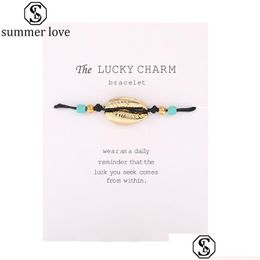 Chain New Shell Alloy Bracelet Adjustable Colorf String Rope Bracelets Gold Charm Family Couple Gift Jewelry Wholesalez Drop Dhgarden Dhfis