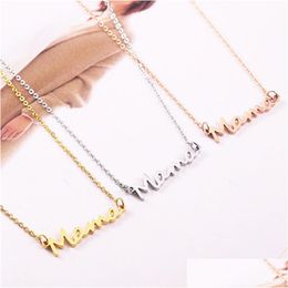 Pendant Necklaces Delicate Letter Mama Necklace Mothers Love Jewelry Best Minimal For Moms Mother Birthday Day Giftsz Drop De Dhgarden Dhozq