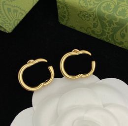 Klassiker Doppelbrief Charme Ohrringe Frauen Brand Designer Gold Sier Studs Brief Stahl Ohrhörer für Damen Dangler Geburtstag Jubiläum 26