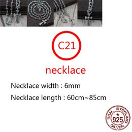 C21 S925 Sterling Silver Necklace Personalized Fashion Punk Hip Hop Style Versatile Retro Cross Flower Letter Shape Gift for Lover