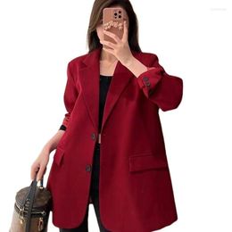 Women's Suits 2023 Spring Autumn Clothes Women's Suit Jacket Chic Red Ladies Single-Breasted Blazers Casual Women Coat Fashion Tops