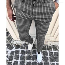 Men's Pants With Toddler Fashion Men Casual Slim Fit Plaid Print Zipper Long TrousersMen's Boun22