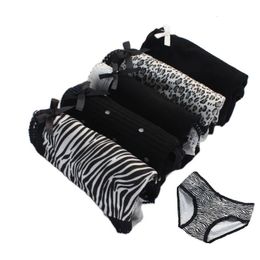 Women's Panties 5 Pieces Sexy Black Zebra Leopard Women's Underwear Soft Bow Panties Suitable for Women High Quality Kawaii Underwear 230331