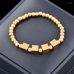 Link Bracelets SINLEERY Stainless Steel Bracelet For Women Cube Round Rose Gold Color Party Jewelry On Hand SL495 SSB