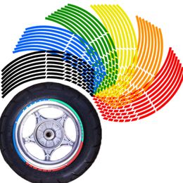Car Wheel Tyre Stickers Strips Reflective Rim Tape Motorbike Decals Strips for 18 Inch Wheels Moto Auto Decoration Accessories