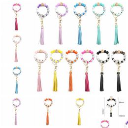 Party Favour Letter Sile Bead Bracelets Tassel Key Chain Pendant Womens Jewellery Bag Accessories Mothers Day Gift Rra4535 Drop Deliver Dhlur