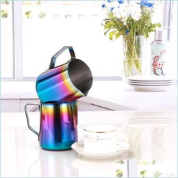 Water Bottles Stainless Steel Coffee Pot Colorf Pl Flower Pitcher Milk Pots Kettles Teapot Cup Mug Drinkware 350Ml 600Ml Drop Delive Dhbmz