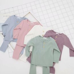 Pajamas Baby Clothing Pajama Set Boys' and Girls' Ribbon Pajama Set Children's Cotton Pajamas Baby Tights Family Set 2PCS Clothing 1-11Y 230331