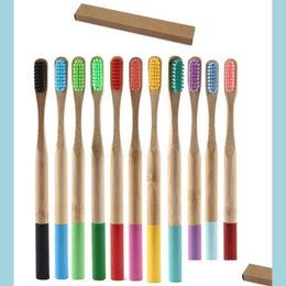 Disposable Toothbrushes Bamboo Toothbrush Adt Round Handle Softbristle Fibre El Hostel Accessory Tools Drop Delivery Home Garden Sup Dh0Ln