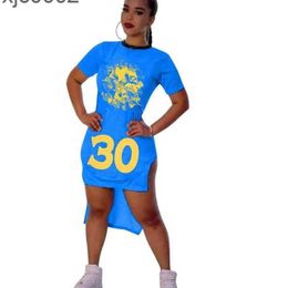 Womens Designer Clothing Casual Dress Sexy Short Sleeve Letters Printed Split Dresses Irregular Skirt 8 Colours