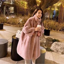 Women's Fur High Quality Women Winter Longer Faux Warm Coat Long Sleeve Female Thick Teddy Bear Casual Loose Oversize Outwears 2023