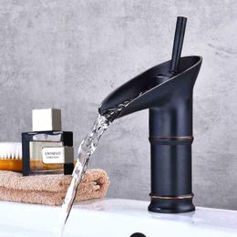 Bathroom Sink Faucets 2 Style Black Waterfall Faucet Wine Glass Single Handle Deck Mounted Basin &cold Mixer Taps