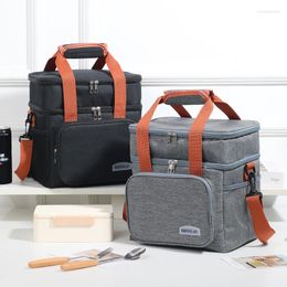 Storage Bags Double Layer Lunch Bag Large Capacity Insulation Outdoor Picnic Handbags Portable Organiser Diagonal Package