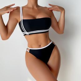 Women's Swimwear Back Bralette And Cheeky High Waist Bikini Set For Women Slash Neck Two Pieces Swimsuit 2023 Beach Bathing Suits