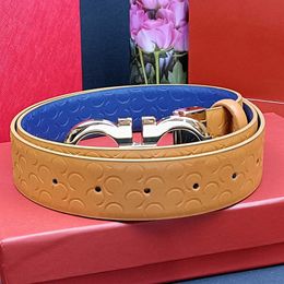 Luxury Designer Belts Fashion Vintage Plain Double-sided Embossed Men Women Casual Belt Width 3.3cm Smooth Buckle Denim Belts High-quality