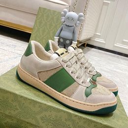 Luxury Casual Shoes Basketball Shoes Vintage Screener Dirty Leather Designer Sneakers beige ebony green obsidian grey strawberry printed men women sneakers