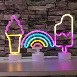 Night Lights USB LED neon sign Led Ice cream rainbow Lamp lights for bedroom Outdoor Battery Operated Garlands Wedding Christmas Party Decor P230331