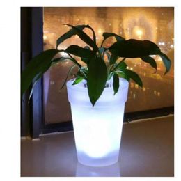 Decorative Flowers Environmentally Design Solar Power Lighting Flowerpot Garden Landscape Lamp Flower Pot Outdoor Yard LED Light