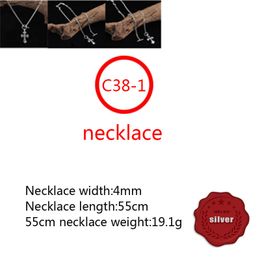 C38-1 S925 Sterling Silver Necklace Personalised Fashion Punk Hip Hop Style Creative Versatile Retro Cross Flower Set Diamond Shape Gift for Lovers