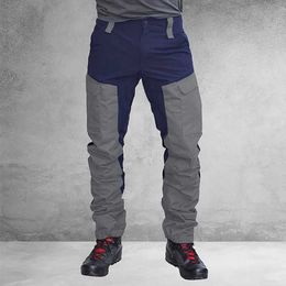 Men's Pants Casual Men Fashion Colour Block Multi Pockets Sports Long Cargo Pants Work Trousers For Men Workwear Working Pants W0325