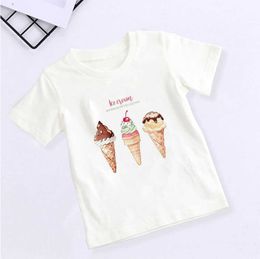 T-shirts Summer Kids Clothes Kawaii Unisex Ice Cream World Printed Cartoon T Shirt Baby Boy Clothing 2 3 4 5 6 7 8 9 Years Girls T Shirts AA230330