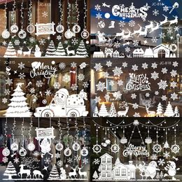 Wall Stickers 2023 Merry Christmas Window Glass Sticker White/Colorful Decoration Decals For Home Year Party Decor