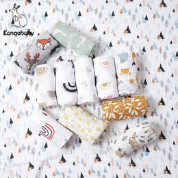 Blankets Swaddling Kangobaby #My Soft Life# Fashion Muslin Swaddle Baby Receiving Blanket Squares Babyroom Decor 100% Cotton Infant Quilt 230331