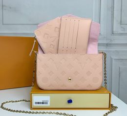 Designer womens shoulder bag luxury Pochette Felicie handbags embossed flower letters Empreinte leather mini chain makeup bags ladies fashion purses clutch #276d