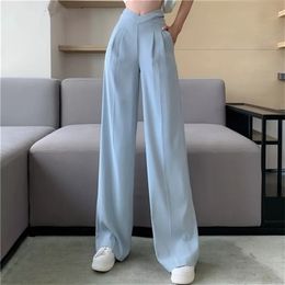 Women's Pants Capris Korean Fashion Wide Leg Pants High Waist Solid Casual Loose Office Women's Set Straight Pants Trousers Women's Baggy Pantalones 230331