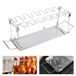 Tools & Accessories Stainless Steel Card Slot Beef Chicken Leg Rack Grill Clip Foldable Oven Roaster Outdoor Travel Barbecue