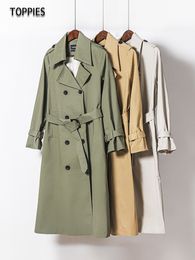 Trench da donna Toppies Giacca a vento primaverile Donna lunga Doppio petto Capispalla femminile sottile Moda 230331