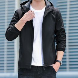 Men's Jackets Trendy Men Coat Solid Colour Warm Korean Style Relaxed Fit Hoodie Jacket Outerwear