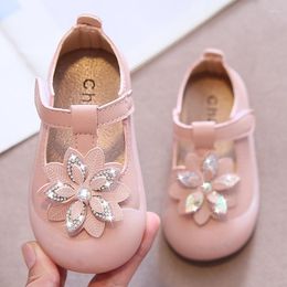 Athletic Shoes 2023 Spring Kids For Girls Toddlers Baby Leather Floral Rhinestone T-tied Children Party Wedding