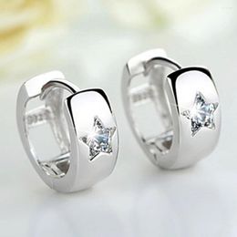 Hoop Earrings Unique Fashion Star Zircon Originality Silver Colour Jewellery 925 Needle U For Woman Charm Wedding Party Gift