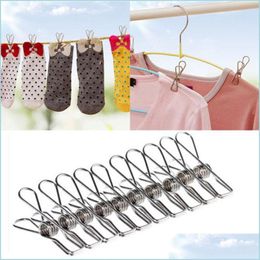 Other Housekeeping Organization Stainless Steel Clothes Clips 5.5X2.5Cm Socks Pos Hang Rack Parts Portable Clothing Pegs Drop Deli Dh0Mo