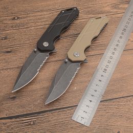 1Pcs KS2020 Assisted Flipper Folding Knife 8Cr13Mov Black Stone Wash Half Serration Blade ABS Handle Outdoor Camping Hiking EDC Pocket Knives with Retail Box