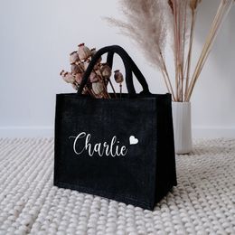 Shopping Bags Personalised Bridesmaids Beach Jute Tote Bag Custom Bridal Shower Party Wedding Gifts Burlap EcoFriendly 230331