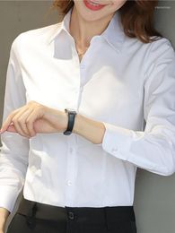 Women's Blouses Fashion Women Shirt White Female Long-sleeve Professional Formal Dress Large Size Work Clothes OL Button Womens Tops