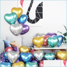 Other Festive Party Supplies Heartshaped Latex Balloon 50Pcs/Bag 10 Inch 2.2G Metal Balloons Birthday Valentine Festival D Dhcst