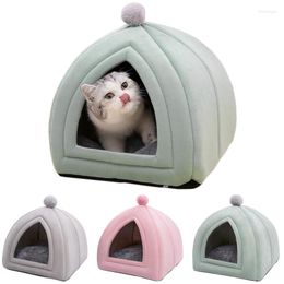 Cat Beds Warm Bed Removable Pet Cats House Foldable Dog Non-slip Bottom Tent Washable Nest Puppy Kennel