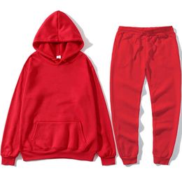 Men's Tracksuits winter hoodies suits men fashion Fleece red hoodie black Brand pants Casual Jogger suit tracksuit sweatshirt woman pullover W0322