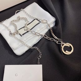 Логотип бренда подвесной колье дизайн для женщин серебряные ожерелья винтажный дизайн подарки с длинной цепной парой семей семей.