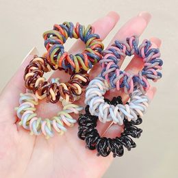 Women Elastic Hair Rope Telephone Wire Hair Loop Spiral Shape Ponytail Holders Hair Ties Rubber HairBands